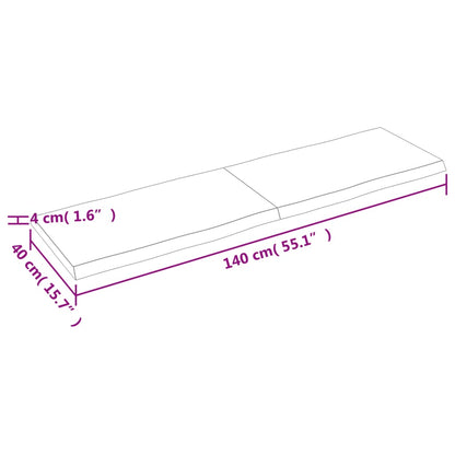 Tischplatte Dunkelgrau 140X40X4 Cm Eichenholz Mit Baumkante 140 x 40 x 4 cm - Fuer Daheim