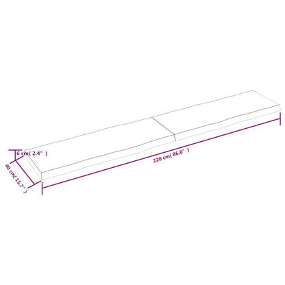 Tischplatte Dunkelgrau 220X40X6 Cm Eichenholz Mit Baumkante 220 x 40 x 6 cm - Fuer Daheim