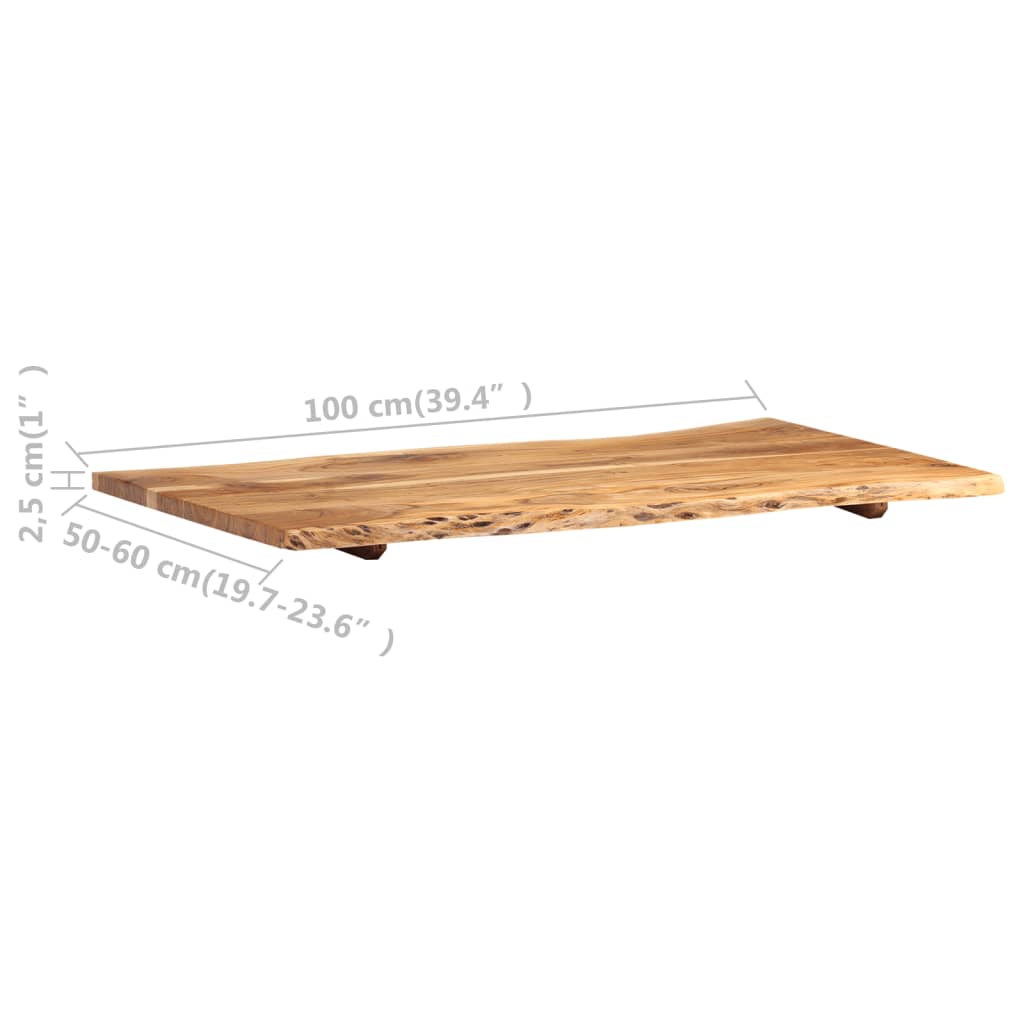 Tischplatte Massivholz Akazie 100X(50-60)X2,5 Cm 100 x 60 x 2.5 cm - Fuer Daheim