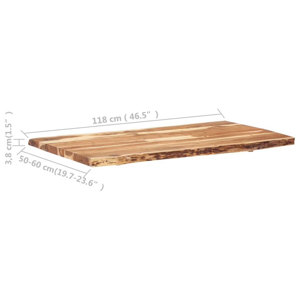 Tischplatte Massivholz Akazie 118X(50-60)X3,8 Cm 118 x 60 x 3.8 cm - Fuer Daheim