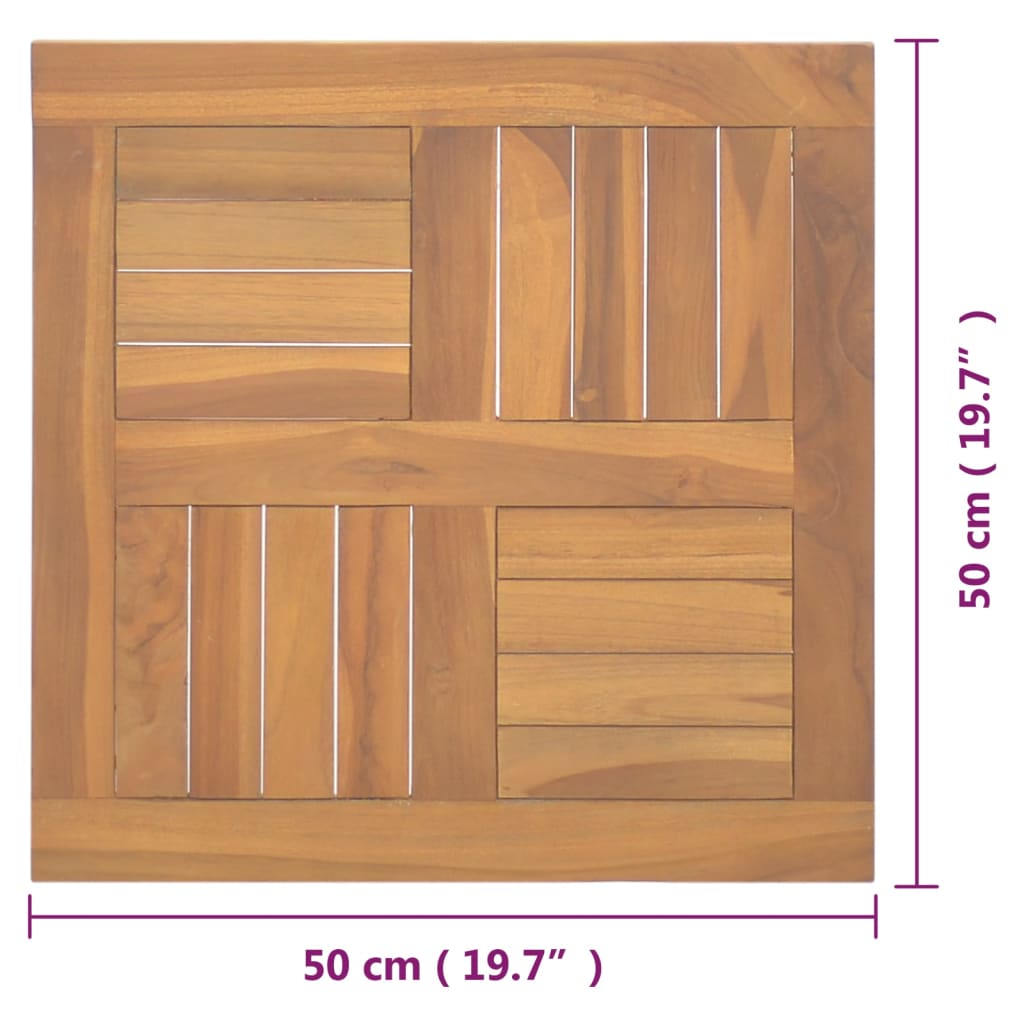 Tischplatte Quadratisch 50X50X2,5 Cm Massivholz Teak 50 x 50 x 2.5 cm - Fuer Daheim