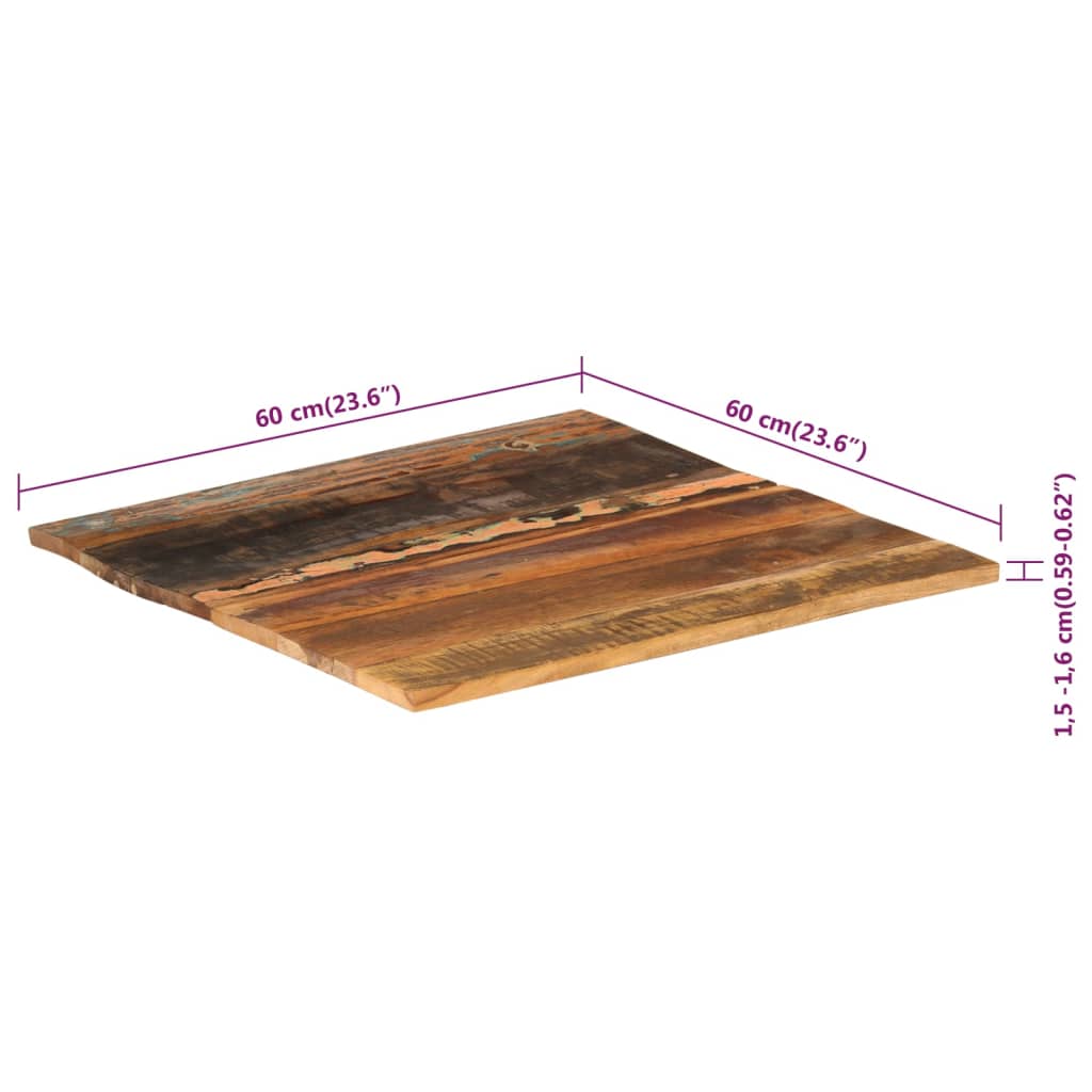 Tischplatte Quadratisch 60X60 Cm 15-16 Mm Altholz Massiv 60 x 60 cm 15-16 mm recyceltes Massivholz - Fuer Daheim