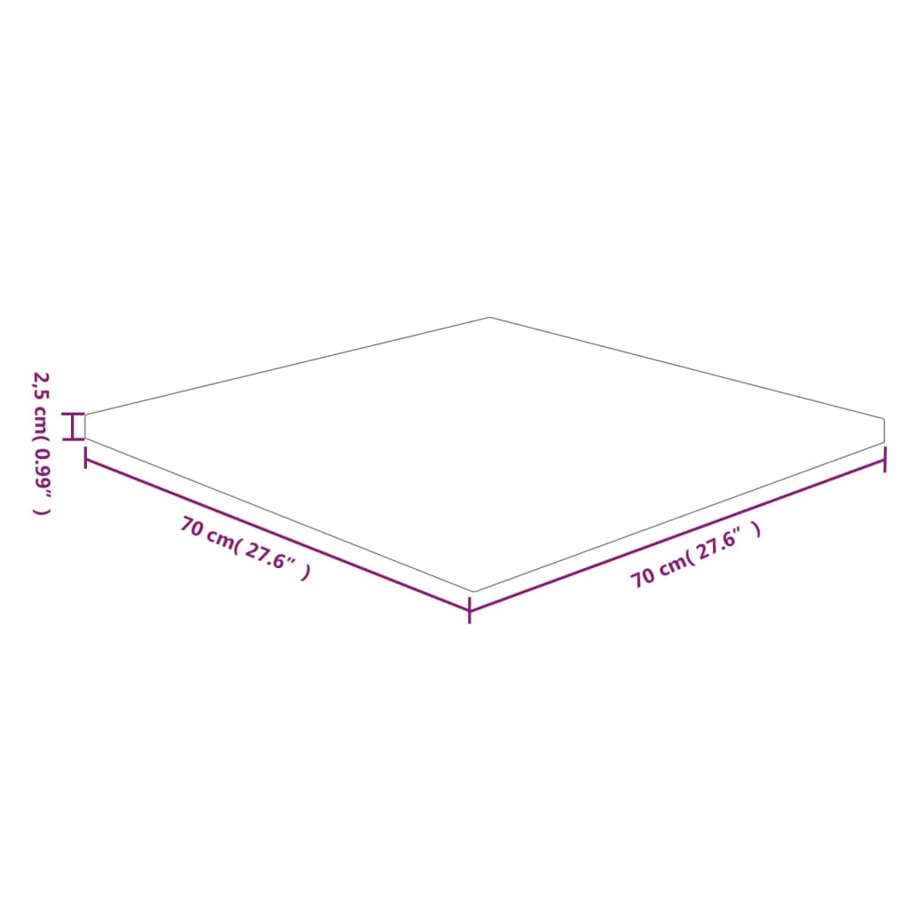 Tischplatte Quadratisch 70X70X2,5 Cm Eichenholz Unbehandelt Natur 70 x 70 x 2.5 cm - Fuer Daheim