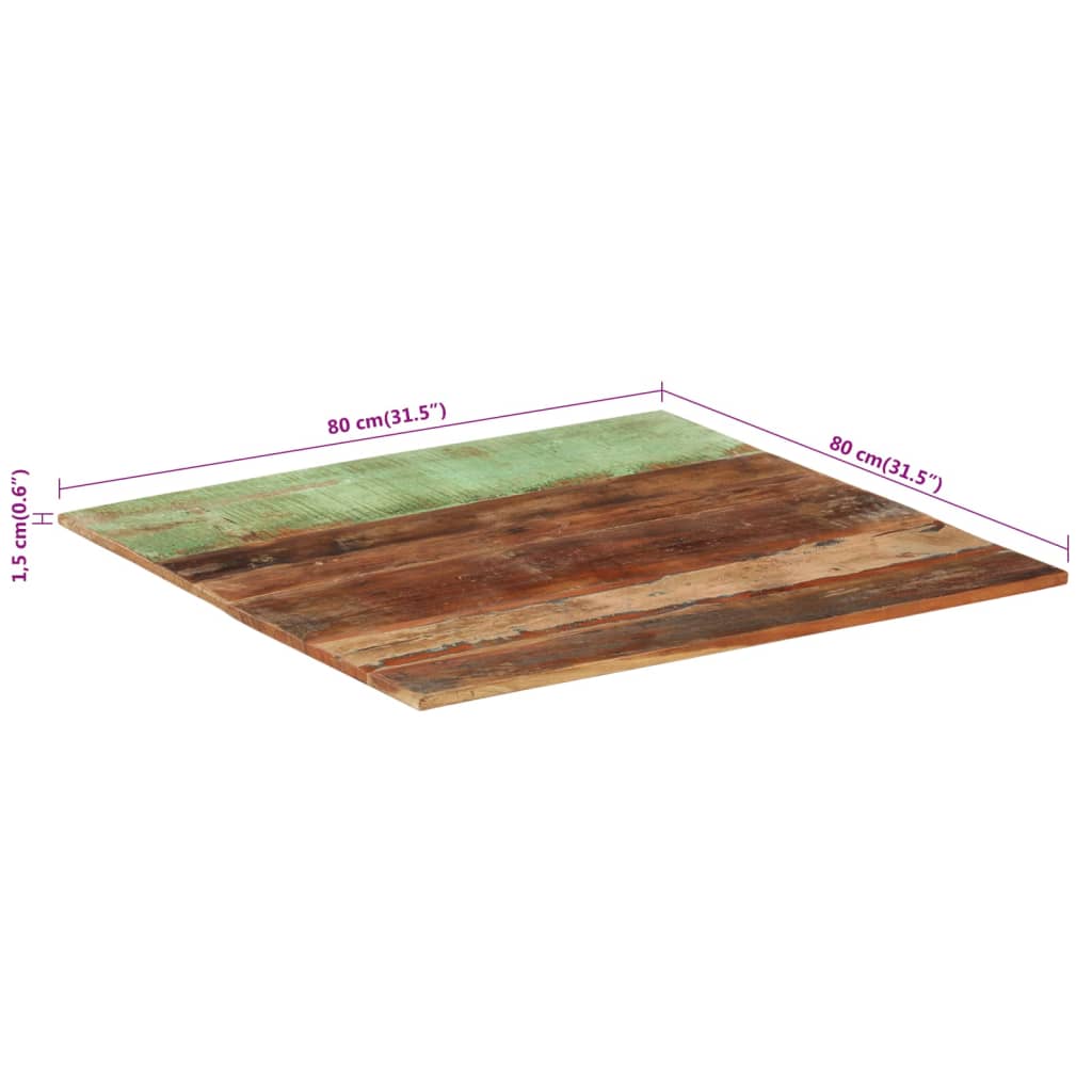 Tischplatte Quadratisch 80X80 Cm 15-16 Mm Altholz Massiv 80 x 80 cm 15-16 mm recyceltes Massivholz - Fuer Daheim