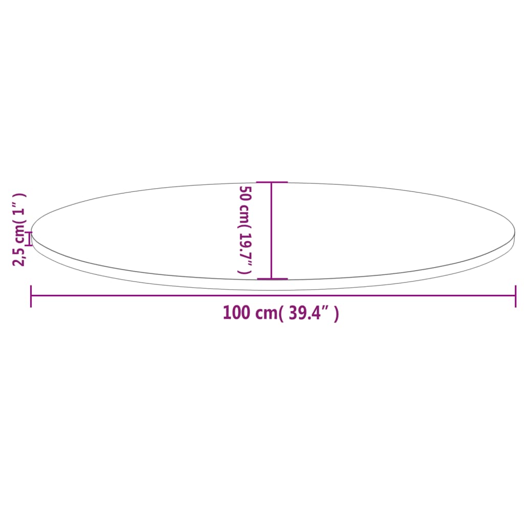 Tischplatte Weiß 100X50X2,5 Cm Massivholz Kiefer Oval 100 x 50 x 2.5 cm - Fuer Daheim
