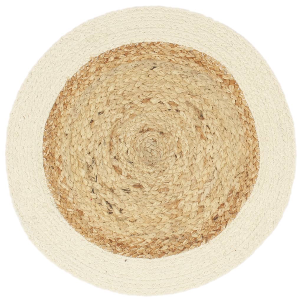 Tischsets 4 Stk. Uni Natur 38 Cm Rund Jute Und Baumwolle Braun - Fuer Daheim