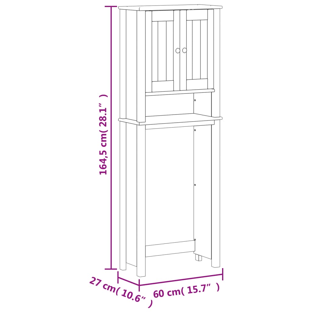 Toilettenschrank Berg Schwarz 60X27X164,5 Cm Massivholz - Fuer Daheim