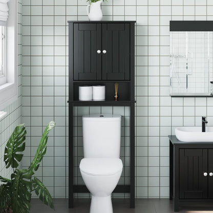 Toilettenschrank Berg Schwarz 60X27X164,5 Cm Massivholz - Fuer Daheim