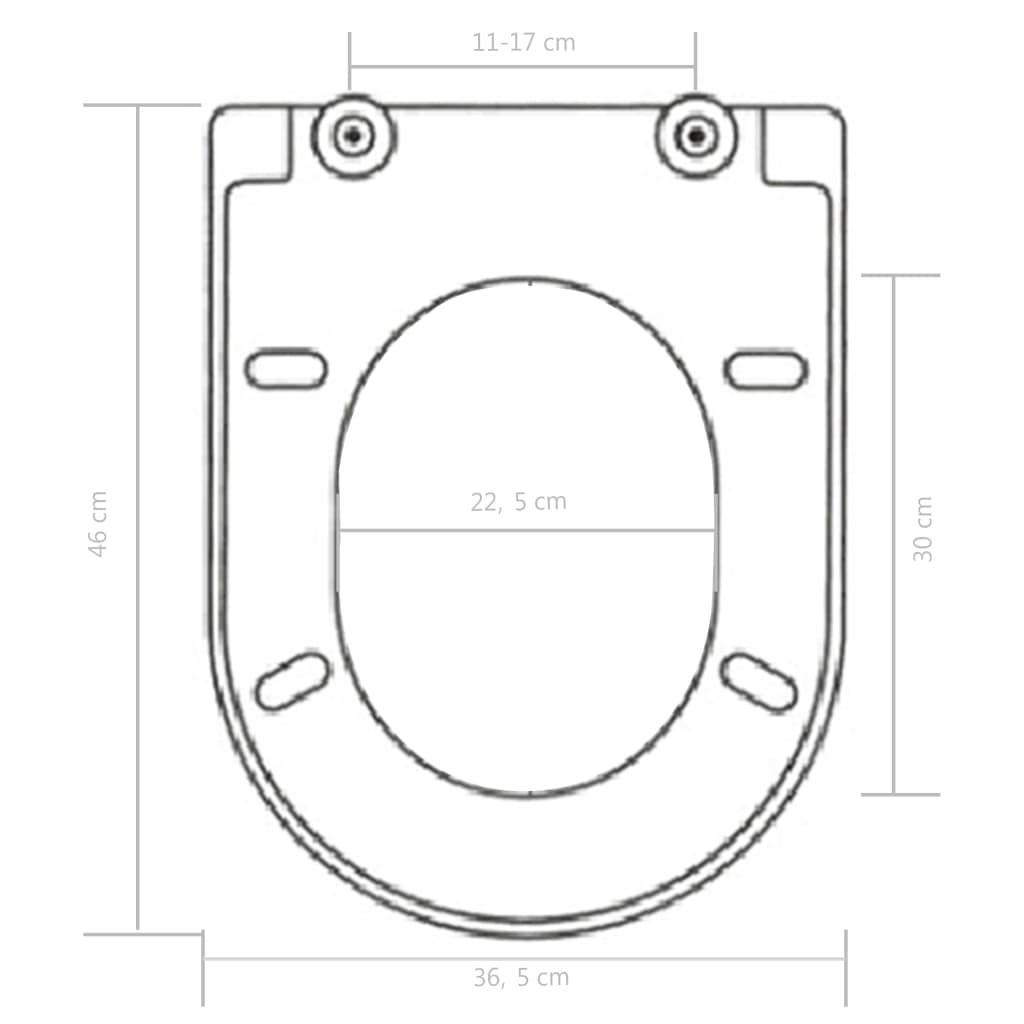 Toilettensitz Mit Absenkautomatik Und Quick-Release Schwarz 46 x 36.5 cm(110 - 170 mm) - Fuer Daheim