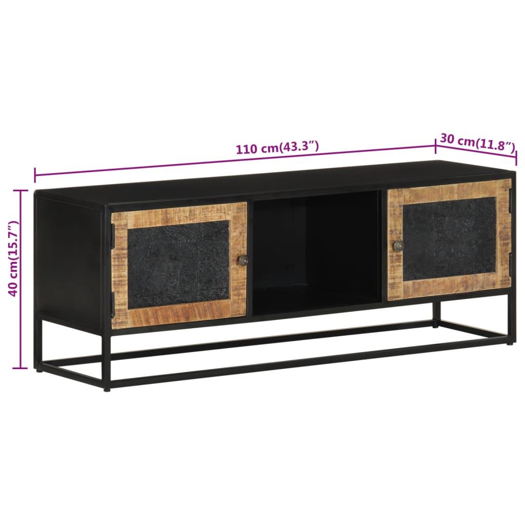 Tv-Schrank 110X30X40 Cm Massivholz Mango Und Eisen - Fuer Daheim