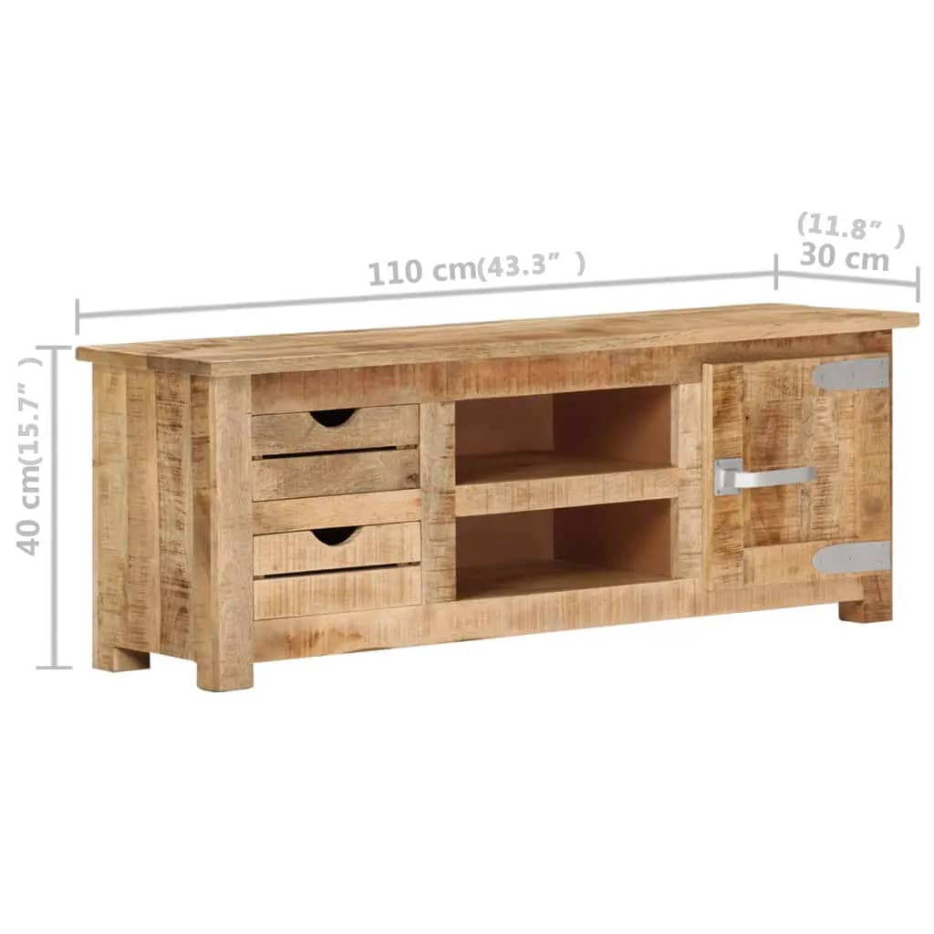 Tv-Schrank 110X30X40 Cm Raues Mangoholz - Fuer Daheim