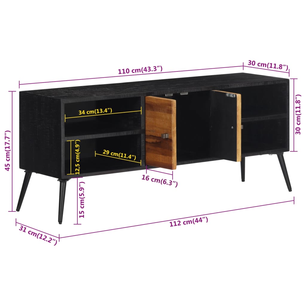 Tv-Schrank 112X31X45 Cm Recyceltes Massivholz Teak - Fuer Daheim