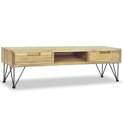 Tv-Schrank 120 X 35 X 35 Cm Teak Massiv - Fuer Daheim