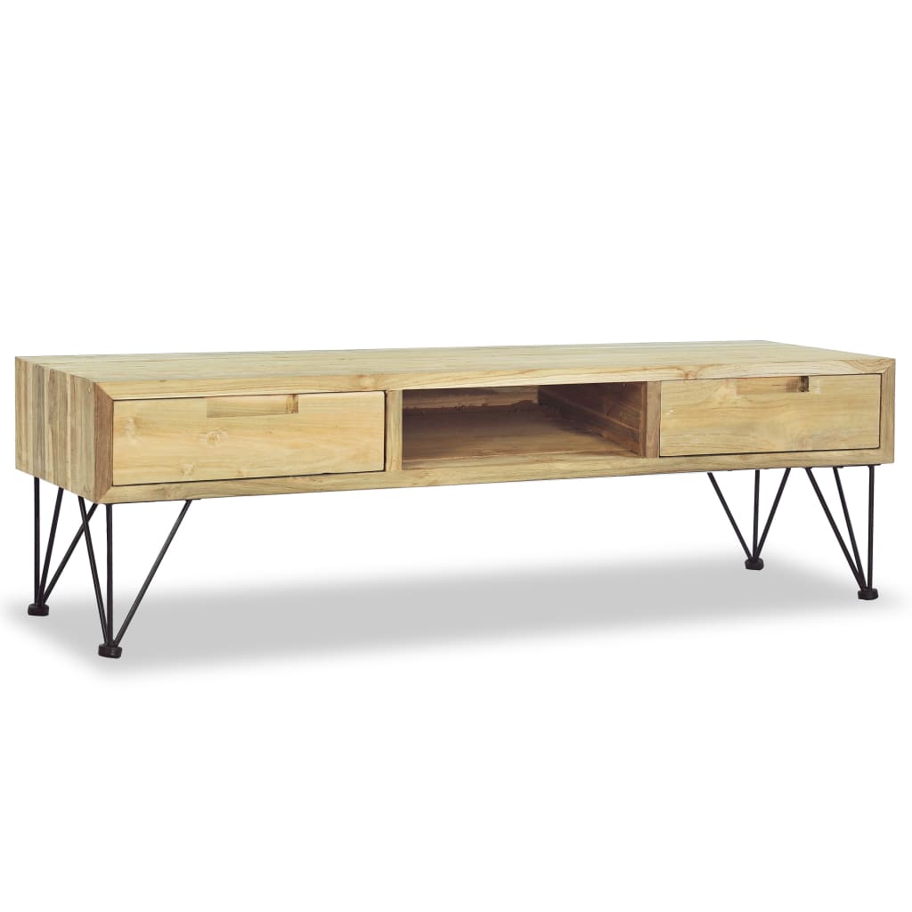 Tv-Schrank 120 X 35 X 35 Cm Teak Massiv - Fuer Daheim