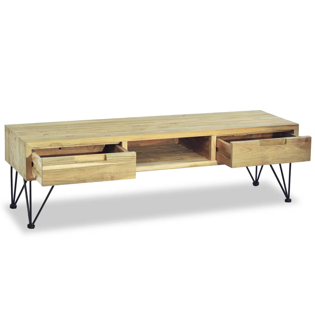 Tv-Schrank 120 X 35 X 35 Cm Teak Massiv - Fuer Daheim