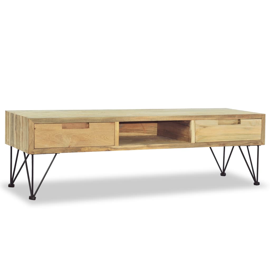 Tv-Schrank 120 X 35 X 35 Cm Teak Massiv - Fuer Daheim