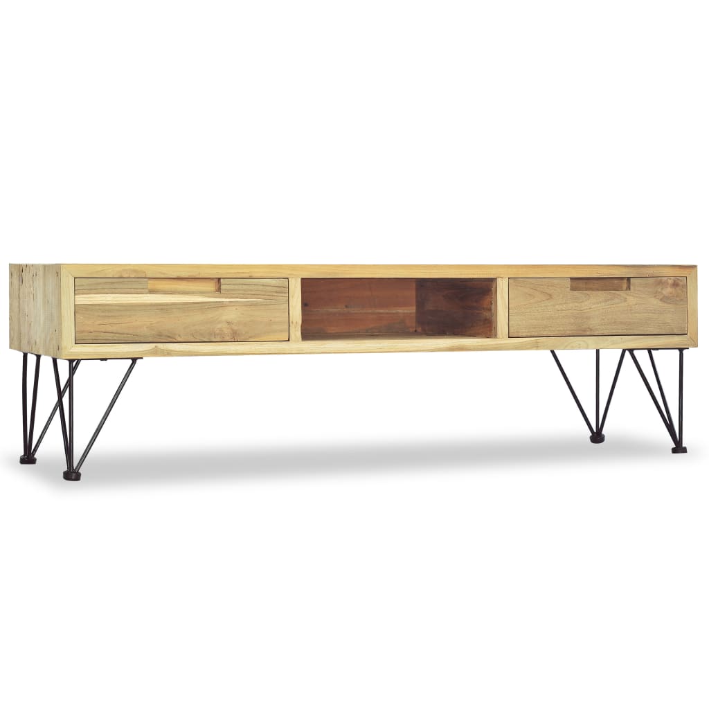 Tv-Schrank 120 X 35 X 35 Cm Teak Massiv - Fuer Daheim