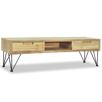 Tv-Schrank 120 X 35 X 35 Cm Teak Massiv - Fuer Daheim