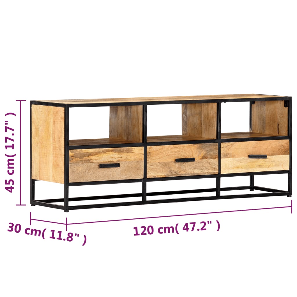 Tv-Schrank 120X30X45 Cm Massivholz Mango - Fuer Daheim