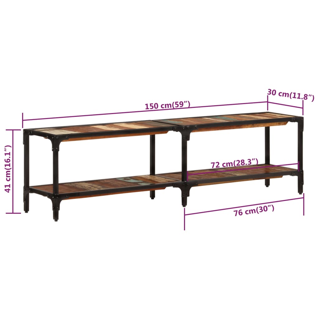 Tv-Schrank 150X30X41 Cm Altholz Massiv recyceltes Massivholz - Fuer Daheim