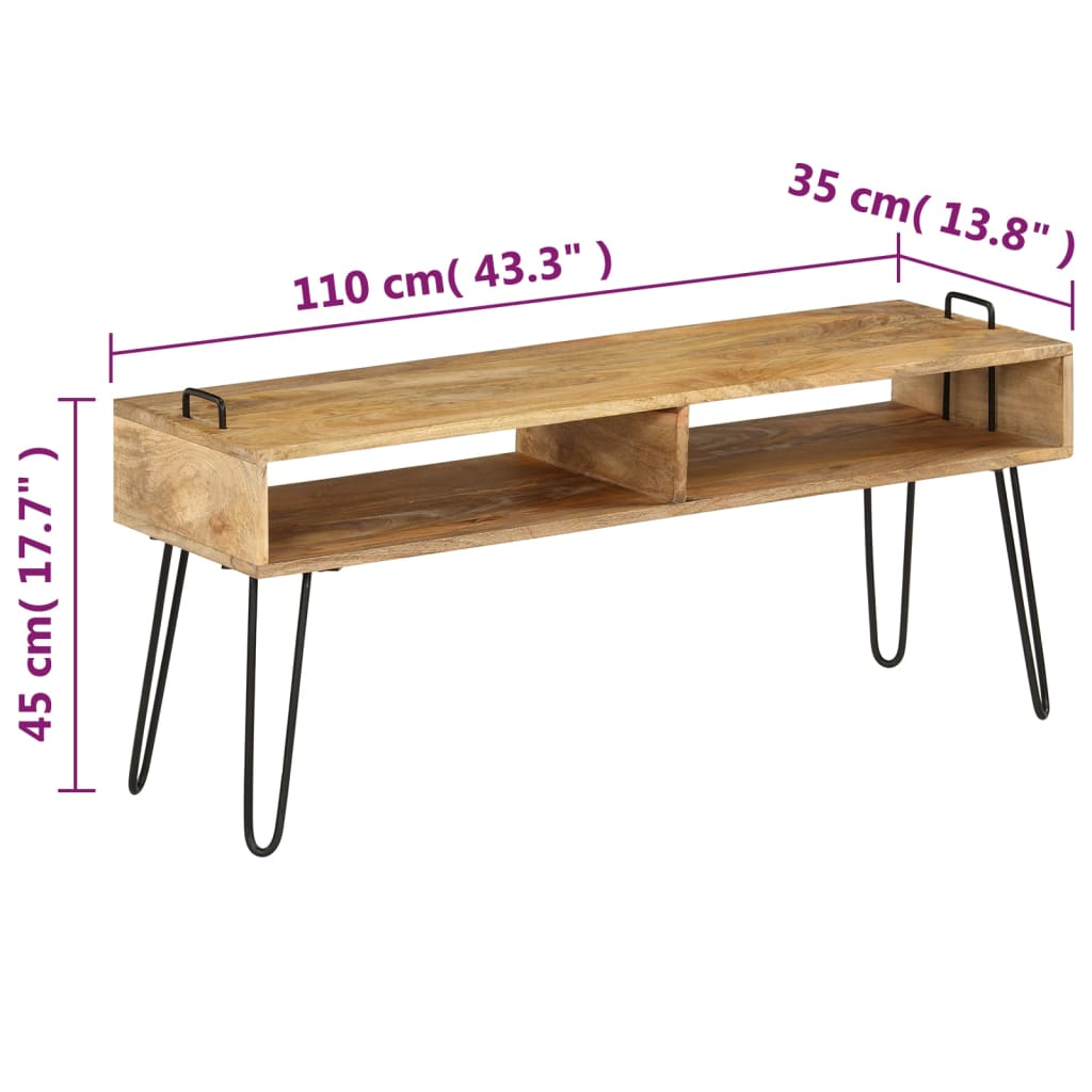 Tv-Schrank Mangoholz Massiv 110 X 35 X 45 Cm - Fuer Daheim