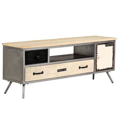 Tv-Schrank Mangoholz Massiv Und Stahl 120 X 30 X 45 Cm - Fuer Daheim