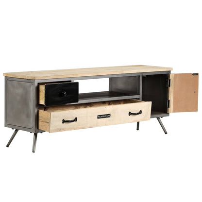 Tv-Schrank Mangoholz Massiv Und Stahl 120 X 30 X 45 Cm - Fuer Daheim