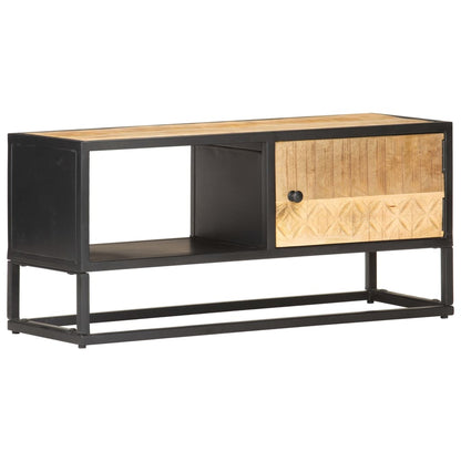 Tv-Schrank Mit Geschnitzter Tür 90X30X40 Cm Raues Mangoholz 90 x 30 x 40 cm - Fuer Daheim