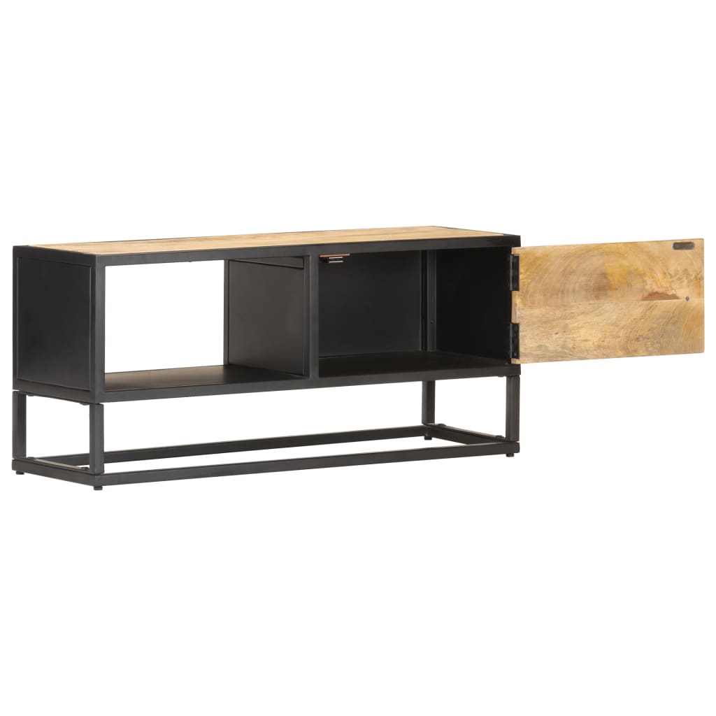 Tv-Schrank Mit Geschnitzter Tür 90X30X40 Cm Raues Mangoholz 90 x 30 x 40 cm - Fuer Daheim