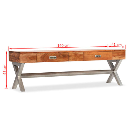 Tv-Schrank Mit Schubladen Massiv Akazie Palisander-Finish 140Cm - Fuer Daheim