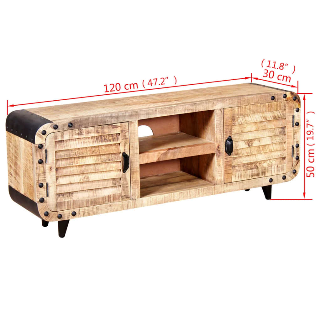 Tv-Schrank Raues Mangoholz 120 X 30 X 50 Cm - Fuer Daheim