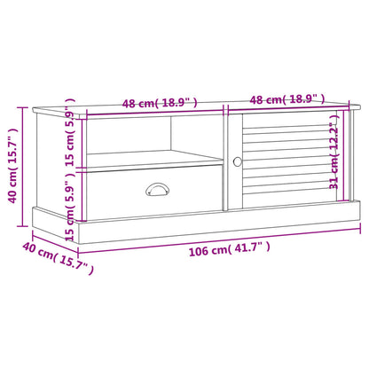 Tv-Schrank Vigo 106X40X40 Cm Massivholz Kiefer Braun - Fuer Daheim