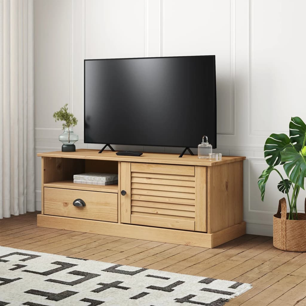 Tv-Schrank Vigo 106X40X40 Cm Massivholz Kiefer Braun - Fuer Daheim