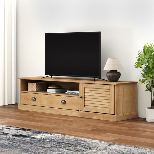 Tv-Schrank Vigo 156X40X40 Cm Massivholz Kiefer Braun - Fuer Daheim