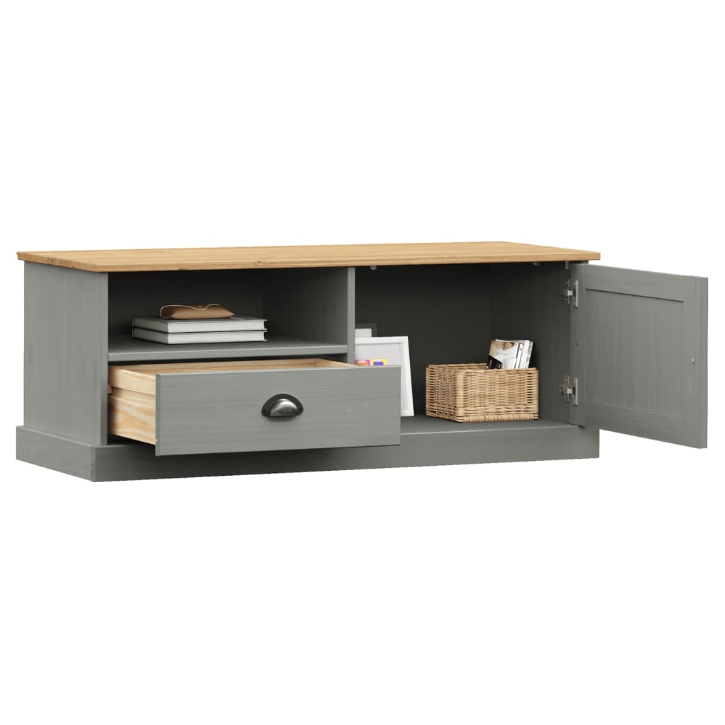 Tv-Schrank Vigo Grau 106X40X40 Cm Massivholz Kiefer - Fuer Daheim