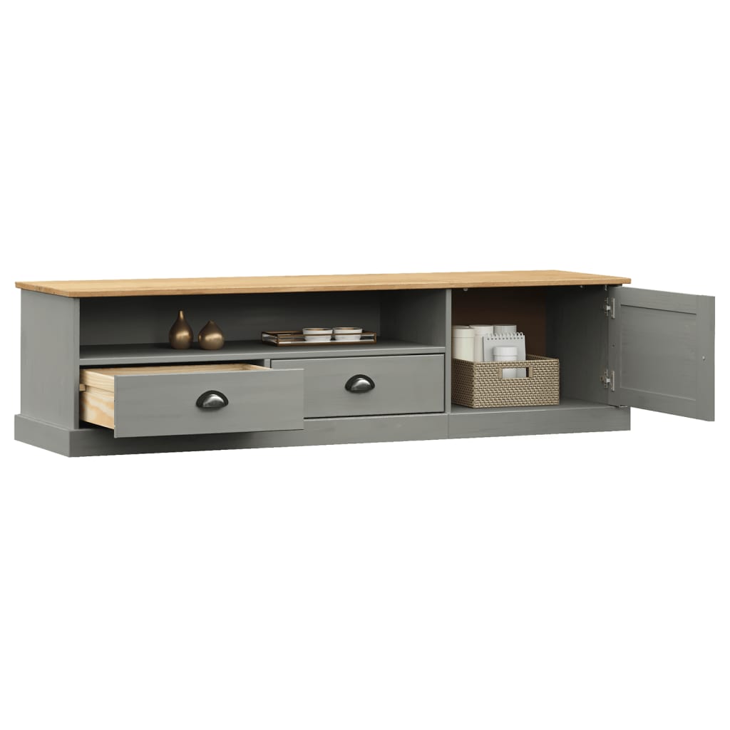 Tv-Schrank Vigo Grau 156X40X40 Cm Massivholz Kiefer - Fuer Daheim