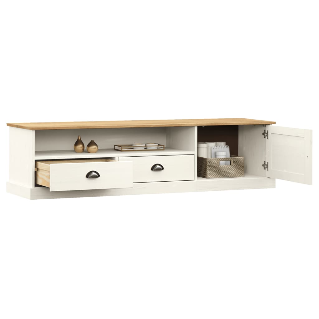 Tv-Schrank Vigo Weiß 156X40X40 Cm Massivholz Kiefer - Fuer Daheim