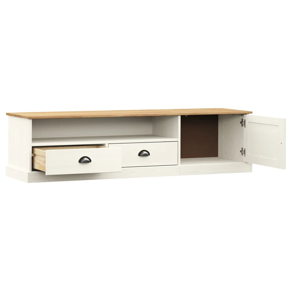 Tv-Schrank Vigo Weiß 156X40X40 Cm Massivholz Kiefer - Fuer Daheim