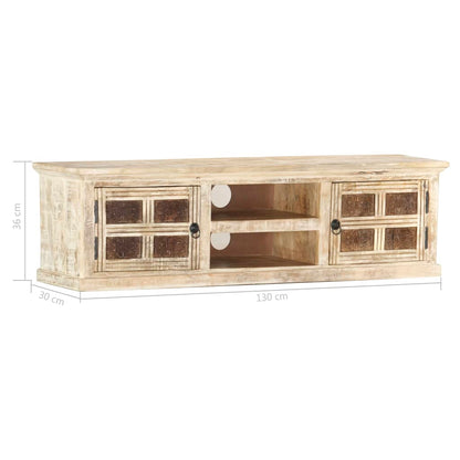 Tv-Schrank Weiß 130×30×36 Cm Massivholz Mango - Fuer Daheim