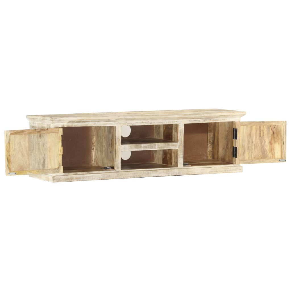 Tv-Schrank Weiß 130×30×36 Cm Massivholz Mango - Fuer Daheim