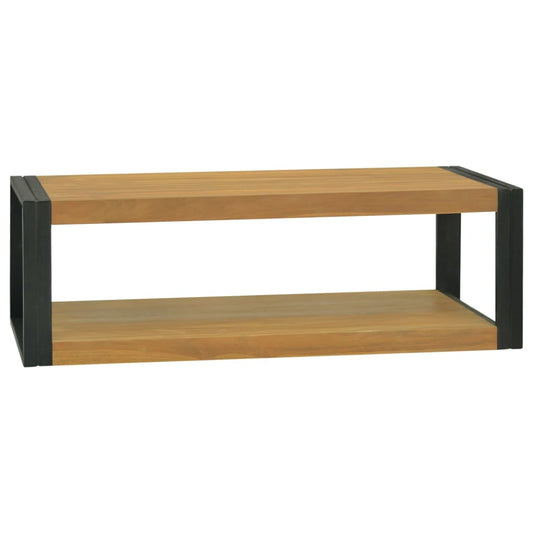 Wand-Badregal 110X45X35 Cm Massivholz Teak Braun und Schwarz 110 x 45 x 35 cm - Fuer Daheim