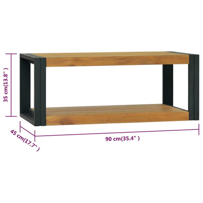 Wand-Badregal 90X45X35 Cm Massivholz Teak Braun und Schwarz 90 x 45 x 35 cm - Fuer Daheim