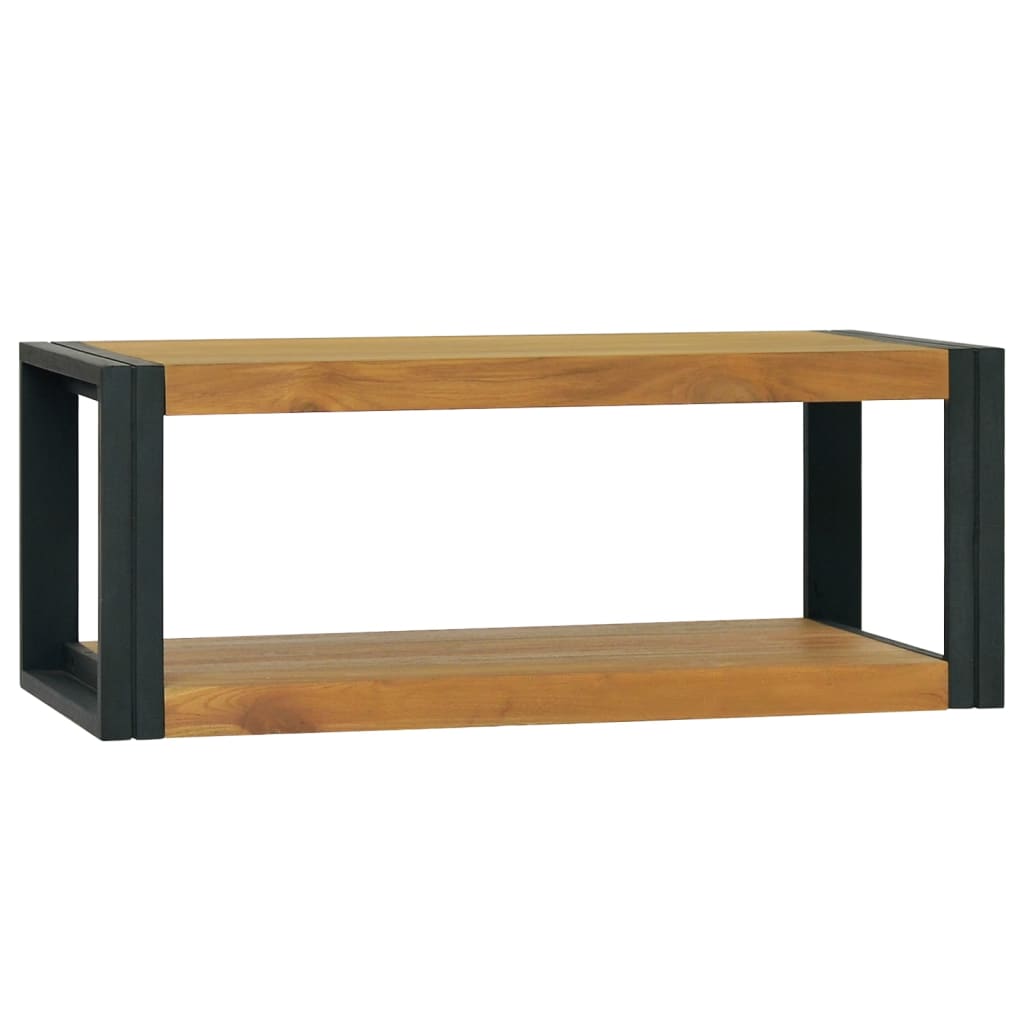 Wand-Badregal 90X45X35 Cm Massivholz Teak Braun und Schwarz 90 x 45 x 35 cm - Fuer Daheim