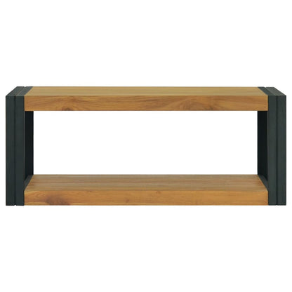 Wand-Badregal 90X45X35 Cm Massivholz Teak Braun und Schwarz 90 x 45 x 35 cm - Fuer Daheim