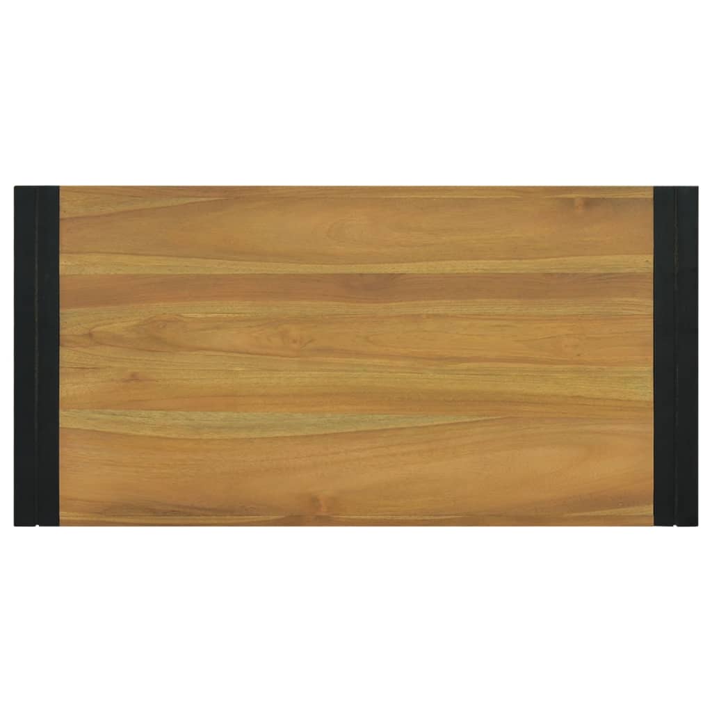 Wand-Badregal 90X45X35 Cm Massivholz Teak Braun und Schwarz 90 x 45 x 35 cm - Fuer Daheim