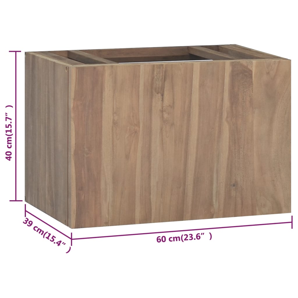 Wand-Badschrank 60X39X40 Cm Massivholz Teak 60 x 39 x 40 cm - Fuer Daheim