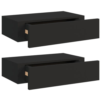 Wand-Schubladenregale 2 Stk. Schwarz 40X23,5X10 Cm Mdf 40 x 23.5 x 10 cm - Fuer Daheim