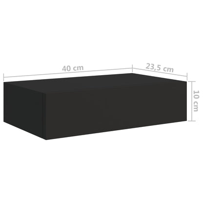 Wand-Schubladenregale 2 Stk. Schwarz 40X23,5X10 Cm Mdf 40 x 23.5 x 10 cm - Fuer Daheim