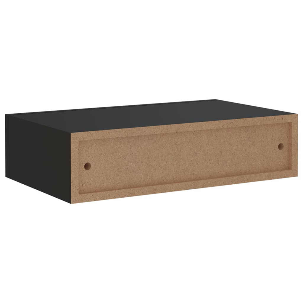 Wand-Schubladenregale 2 Stk. Schwarz 40X23,5X10 Cm Mdf 40 x 23.5 x 10 cm - Fuer Daheim