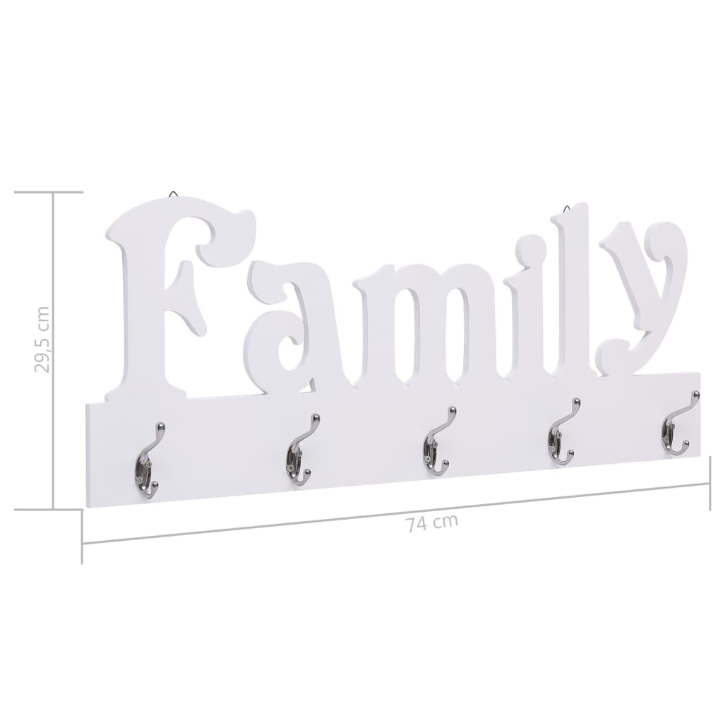 Wandgarderobe Family 74 X 29,5 Cm Weiß (Familie) - Fuer Daheim